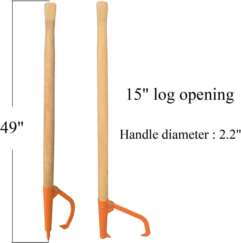 OAOLOWF Log Peavy - Cant Hook - Peavey Point - 49" Logging Tool Log Roller Tool hard Wood Handle - Retractable 16 Inch Opening Felling Log Roller Tool (Cant Hook - 48") - Image 2
